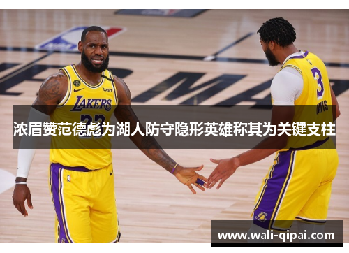 浓眉赞范德彪为湖人防守隐形英雄称其为关键支柱